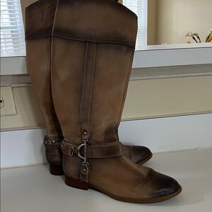 Alex Marie Tan Leather Heeled Boots